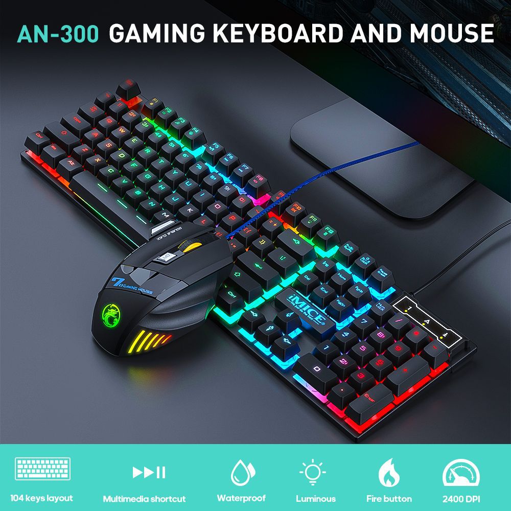 Laptop Accessories Combo Set - مجموعة لوحة مفاتيح ألعاب سلكية مضيئة